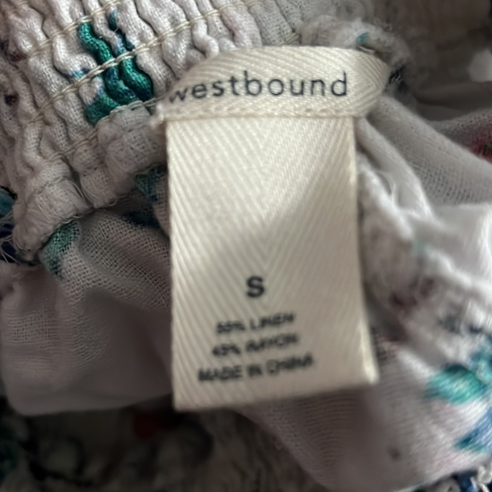 WESTBOUND Floral Bird Print Linen Blend Wide Leg / Drawstring Pants Size Small - Picture 10 of 11